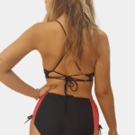 Side Ties Peach and Black Pole Shorts